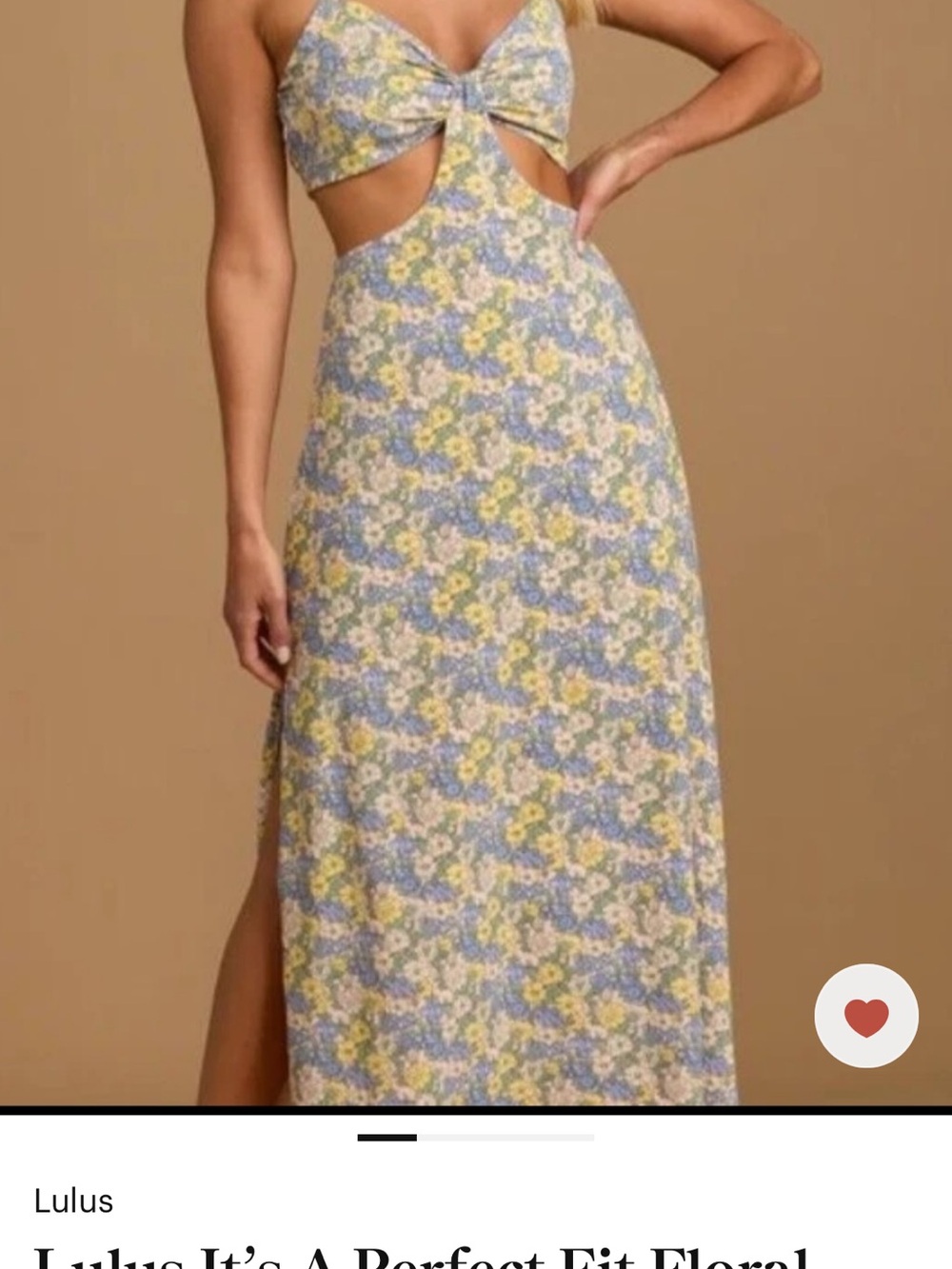 Lulu's Blue, Yellow & White Floral Maxi Dress with Cutout